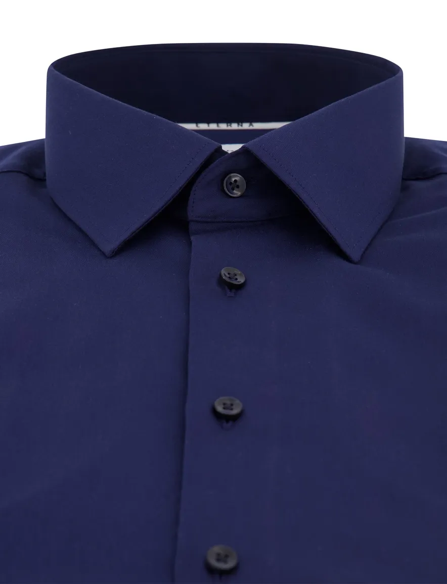 Eterna overhemd donkerblauw strijkvrij effen