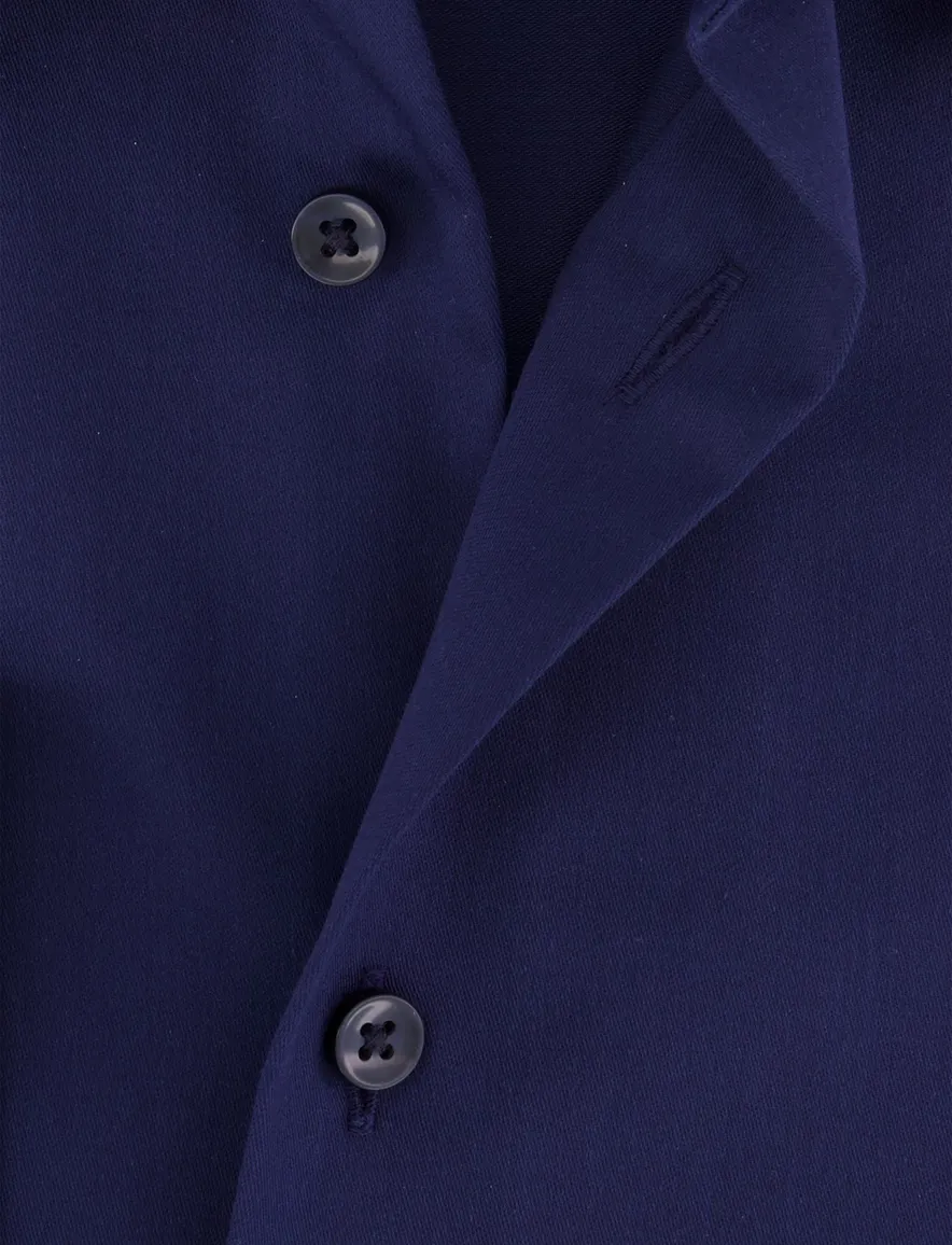 Eterna overhemd donkerblauw strijkvrij effen