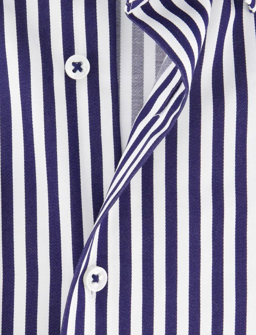 Eterna overhemd donkerblauw gestreept katoen modern fit