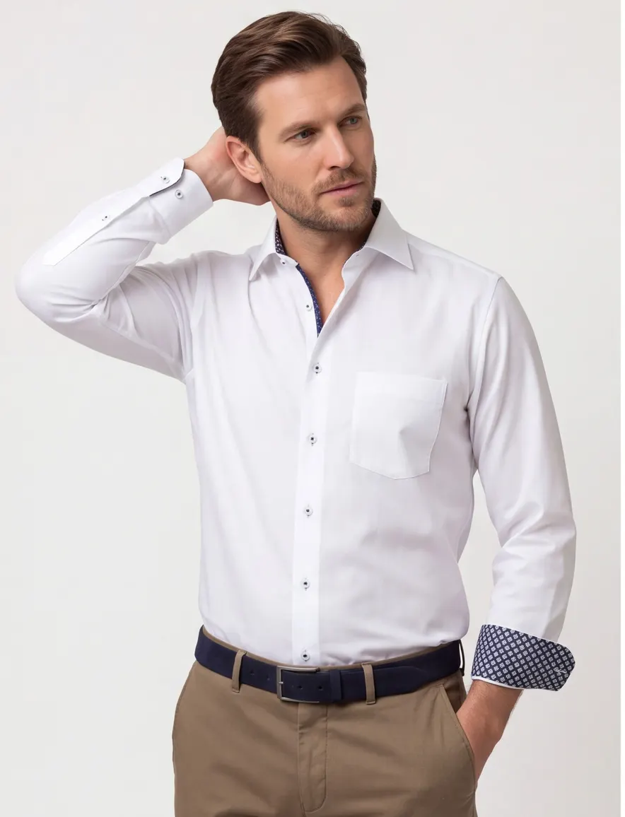 Eterna overhemd wit comfort fit strijkvrij lange mouwen
