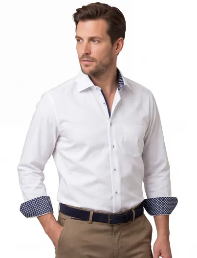 Eterna Eterna overhemd wit comfort fit strijkvrij lange mouwen