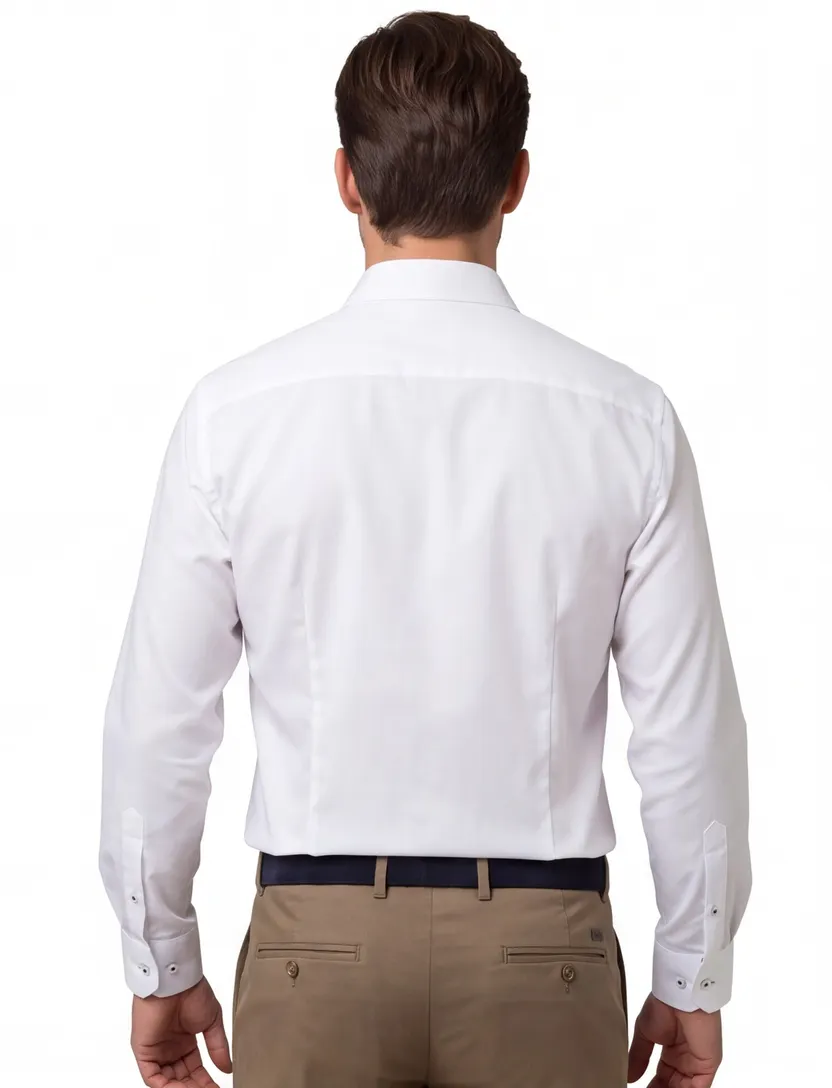 Eterna overhemd wit comfort fit strijkvrij met borstzak
