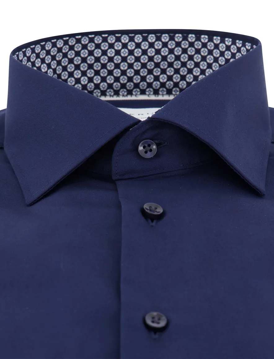 Eterna overhemd donkerblauw strijkvrij borstzak