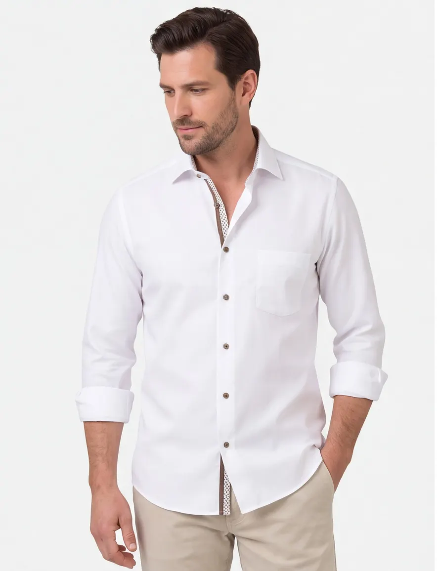 Eterna overhemd wit comfort fit katoen semi-wide boord