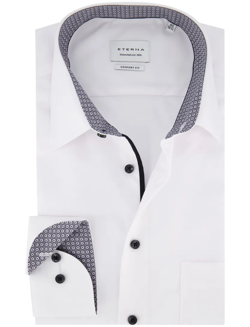 Eterna overhemd wit comfort fit effen lange mouw