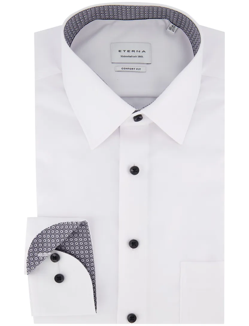 Eterna overhemd wit comfort fit effen lange mouw