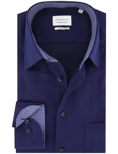 Eterna Eterna overhemd donkerblauw comfort fit strijkvrij