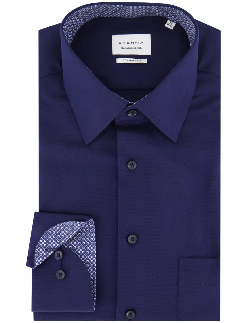 Eterna overhemd donkerblauw comfort fit strijkvrij