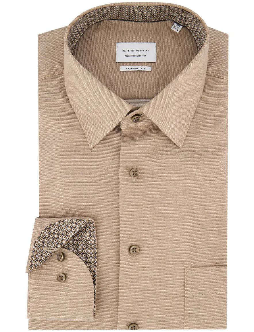 Eterna overhemd camel comfort fit lange mouw
