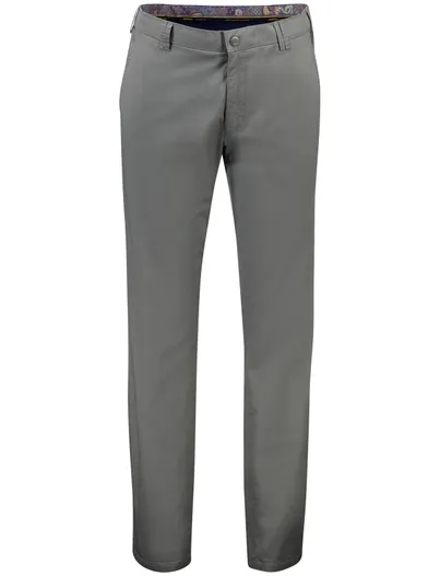 Meyer Meyer Rio pantalon effen grijs katoen normale fit katoen