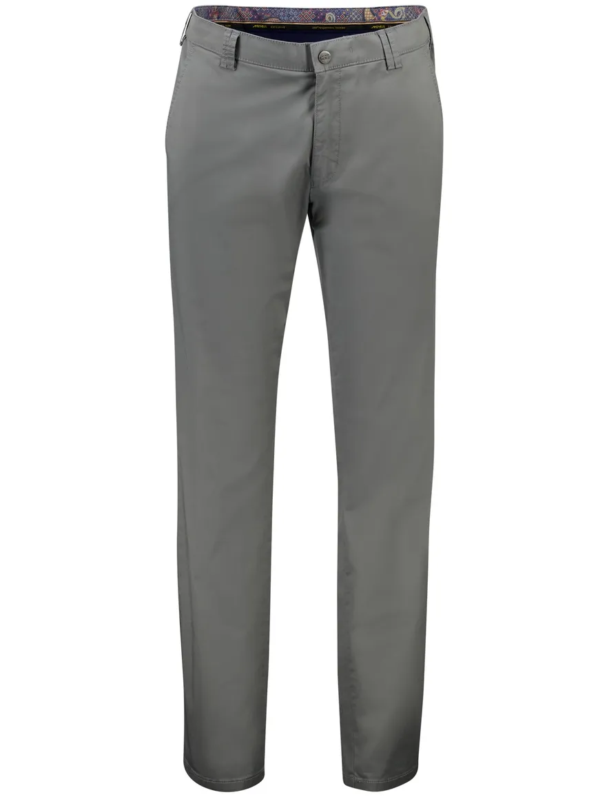 Meyer Rio pantalon effen grijs katoen normale fit katoen