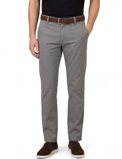 Meyer Meyer Rio pantalon effen grijs katoen normale fit katoen