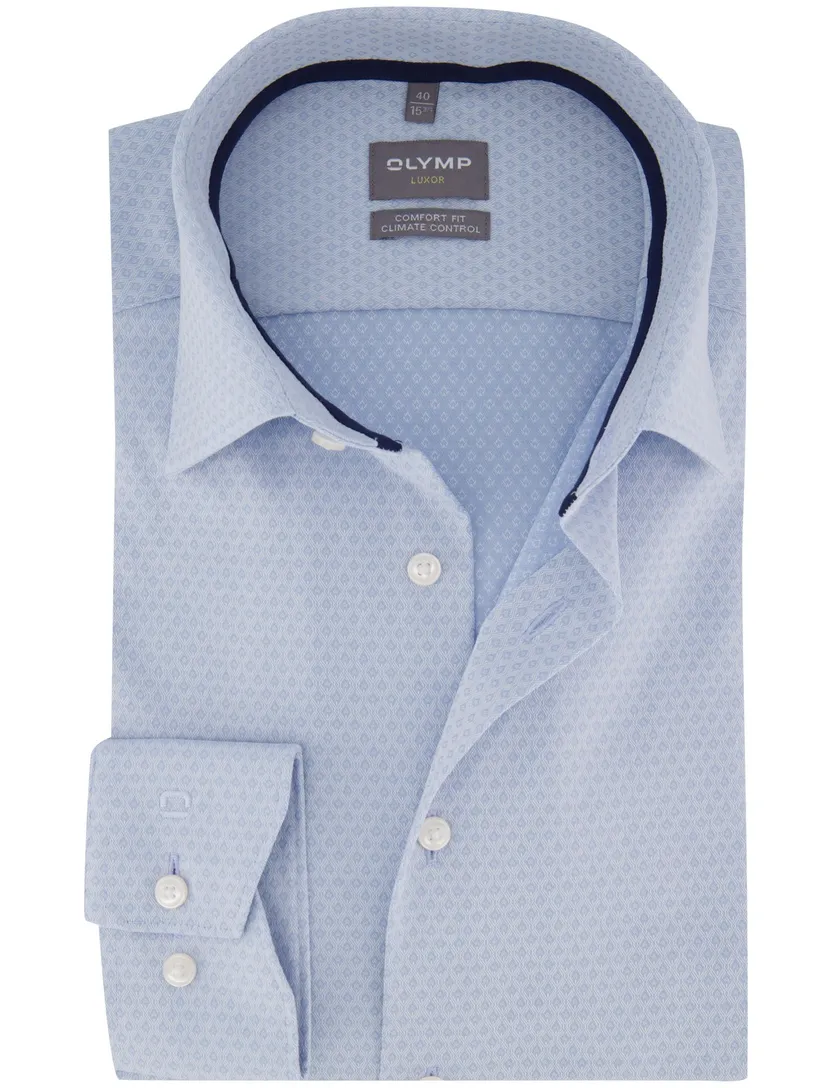 Olymp overhemd lichtblauw comfort fit semi-wide collar