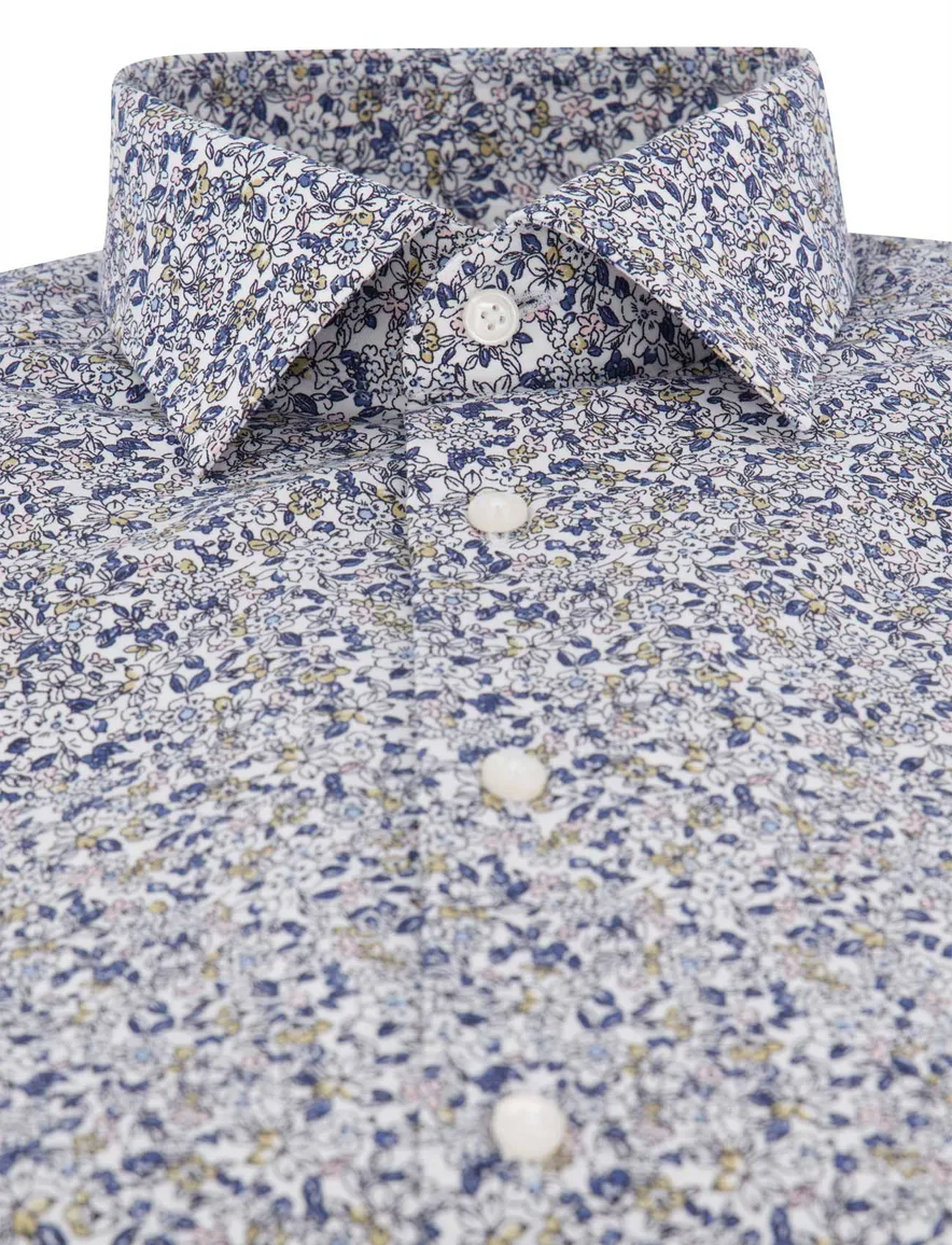 Olymp overhemd blauw geprint