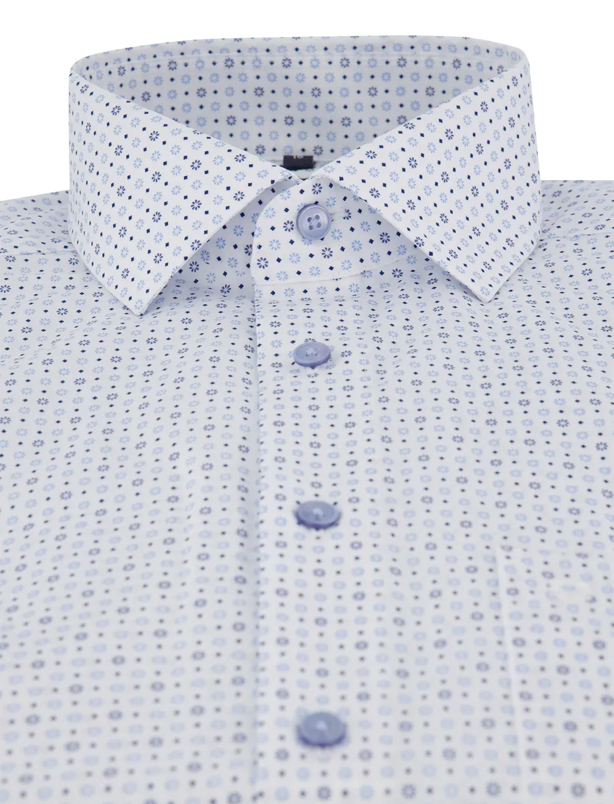 Olymp overhemd blauw geprint