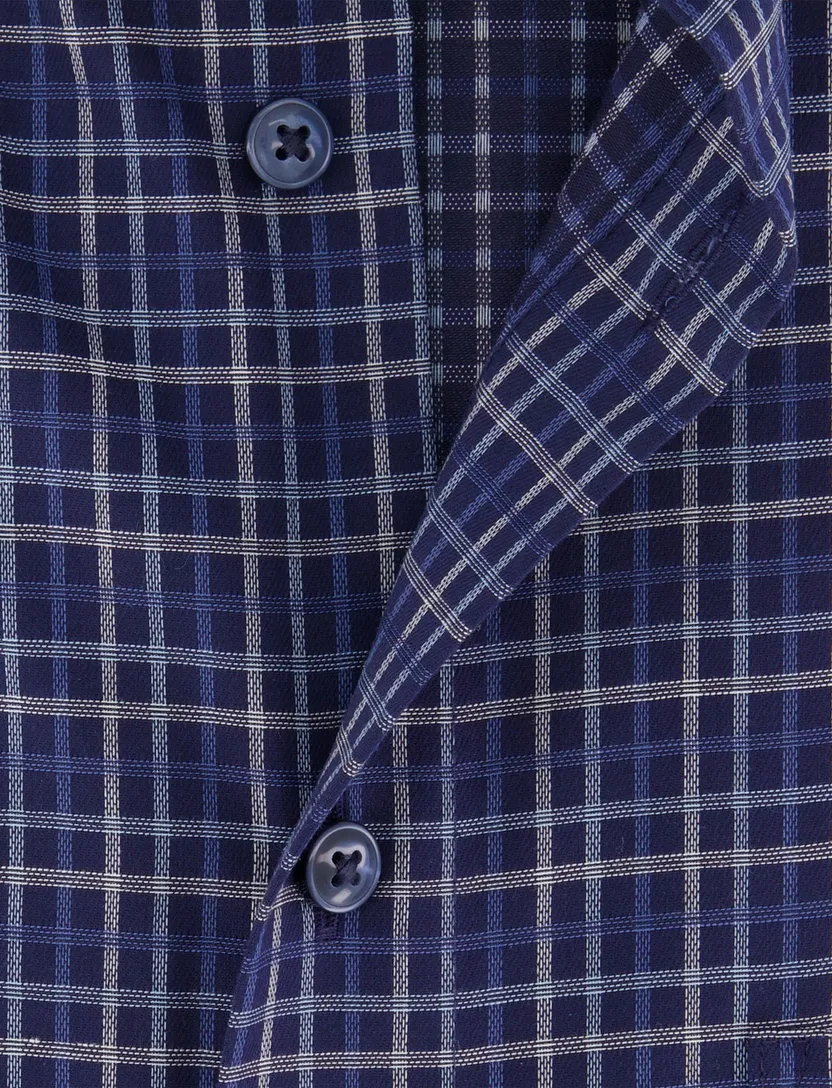 katoenen Olymp overhemd donkerblauw geruit normale fit
