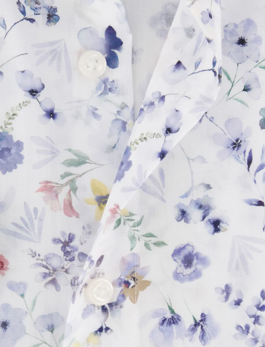 Olymp overhemd wit blauw met print
