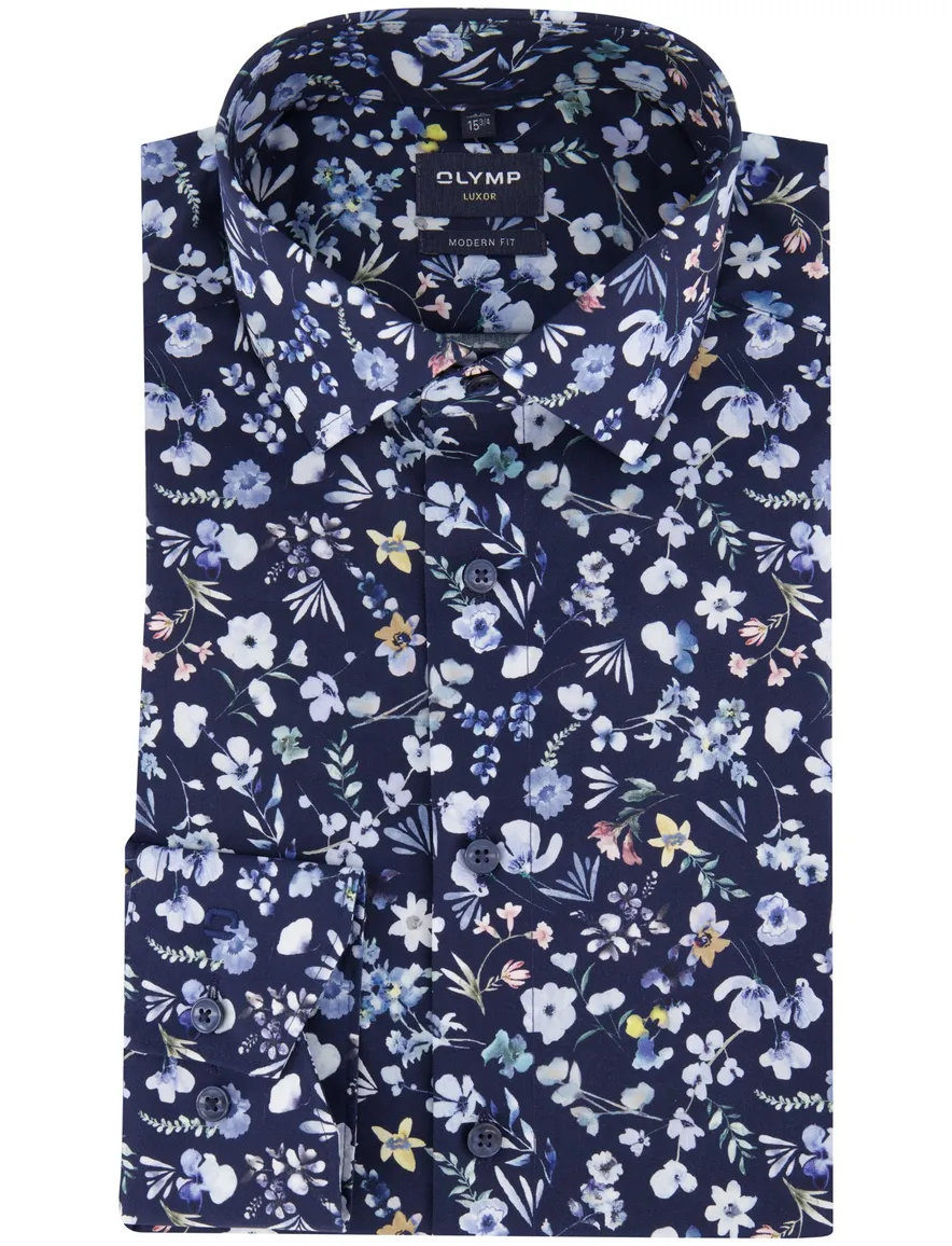 Olymp overhemd donkerblauw strijkvrij modern fit