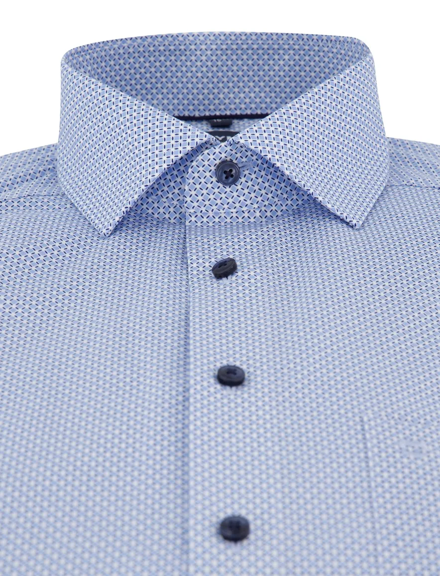 Olymp overhemd blauw modern fit strijkvrij borstzak