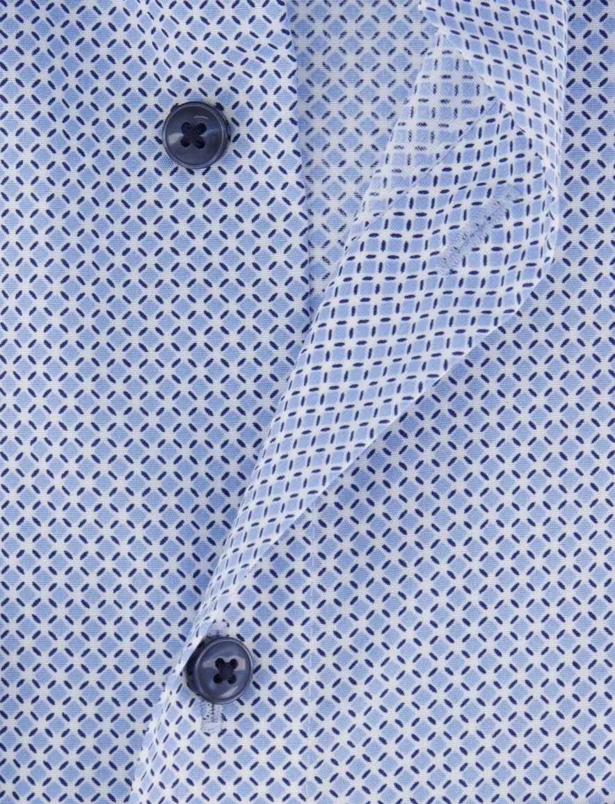 Olymp overhemd blauw modern fit strijkvrij borstzak