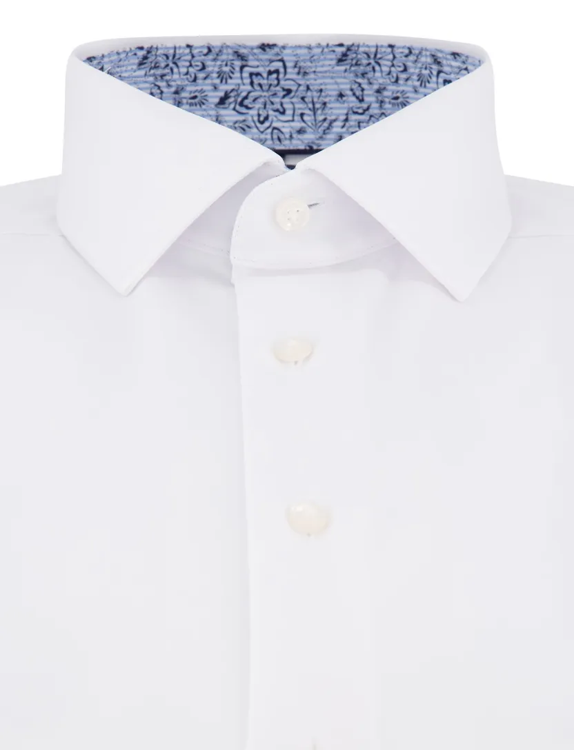 Olymp overhemd wit modern fit korte mouw semi-wide collar