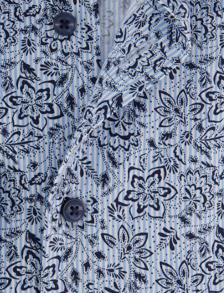 Olymp overhemd blauw modern fit geprint