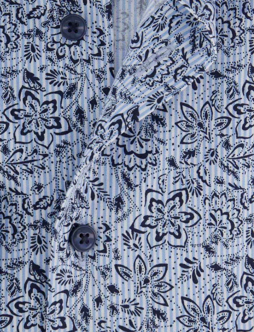 Olymp overhemd blauw modern fit geprint