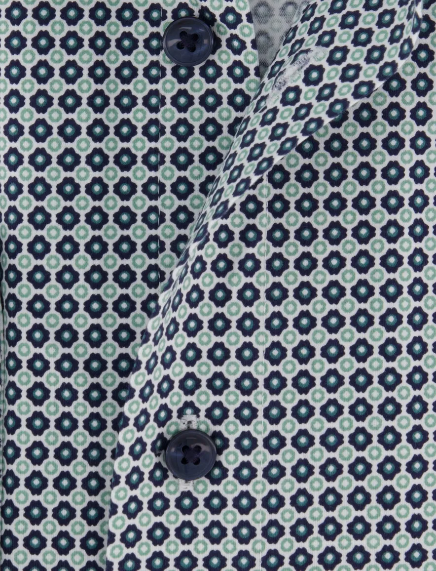 Olymp overhemd groen modern fit geprint semi-wide collar