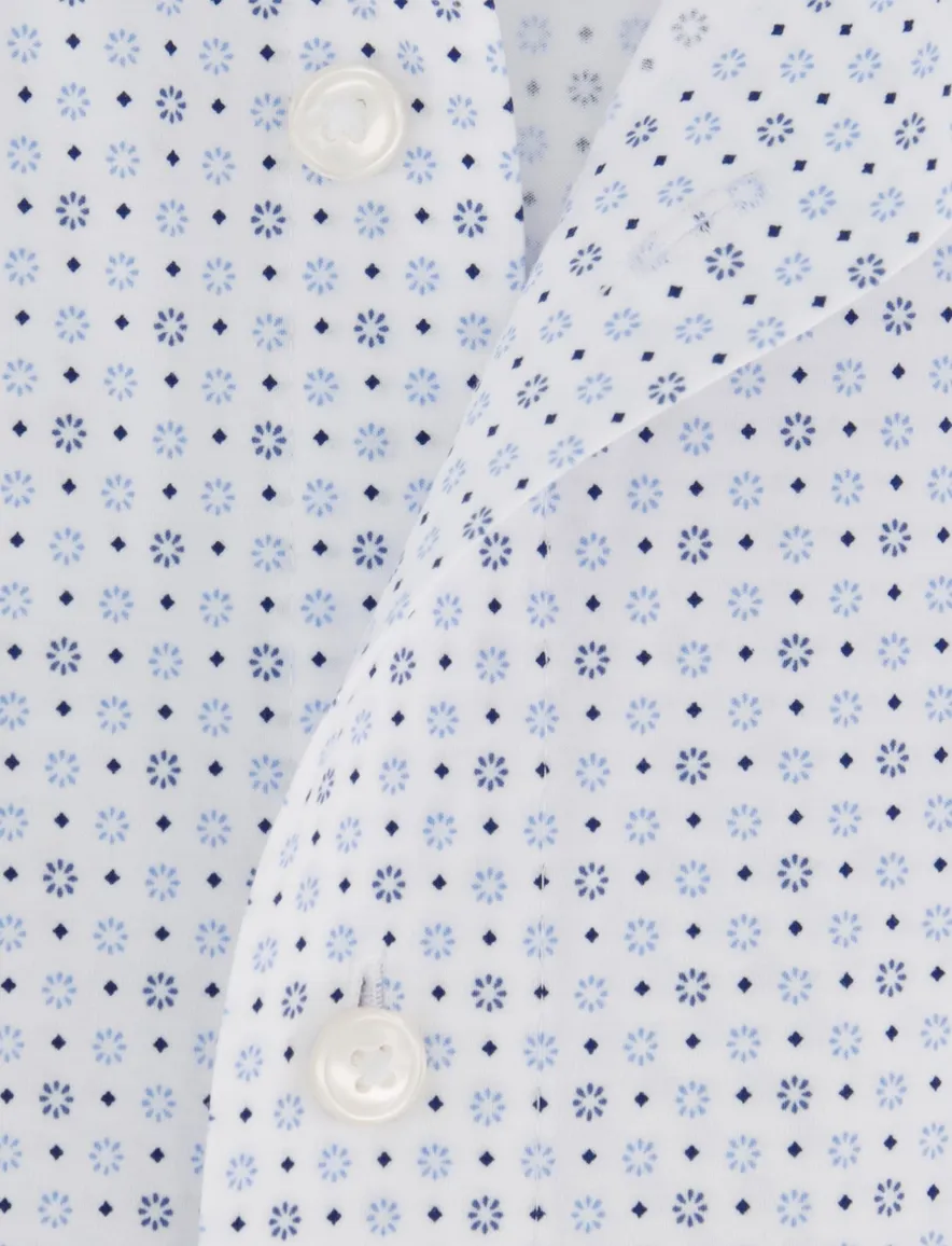 Olymp overhemd lichtblauw modern fit geprint semi-wide collar