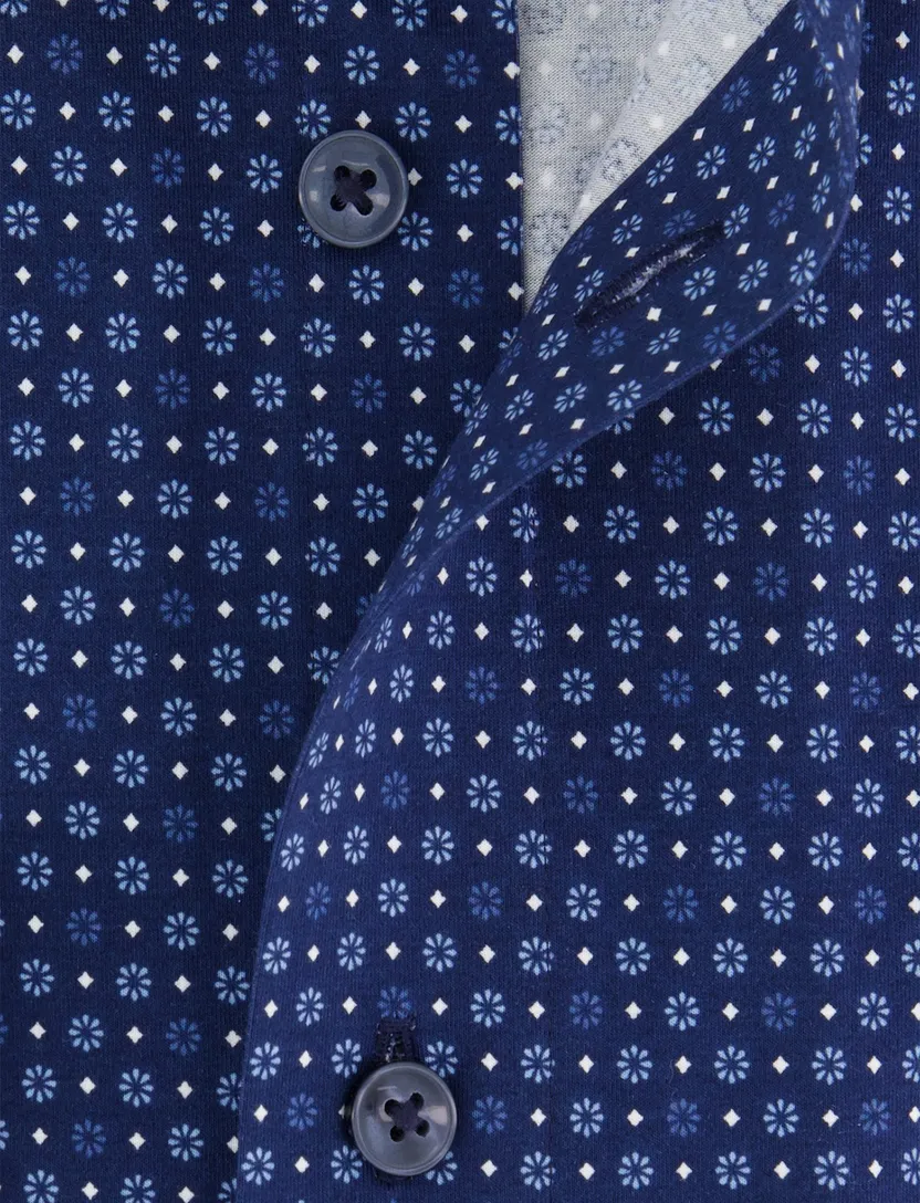 katoenen Olymp overhemd donkerblauw normale fit