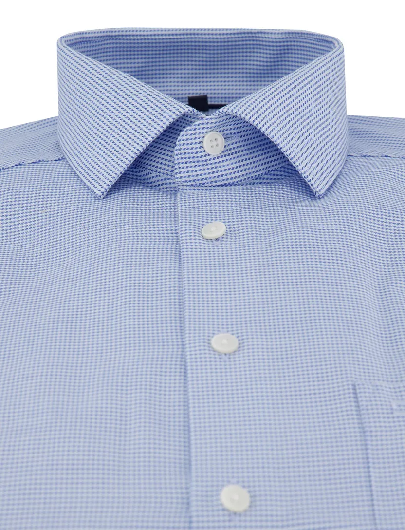 Olymp overhemd blauw normale fit katoen strijkvrij