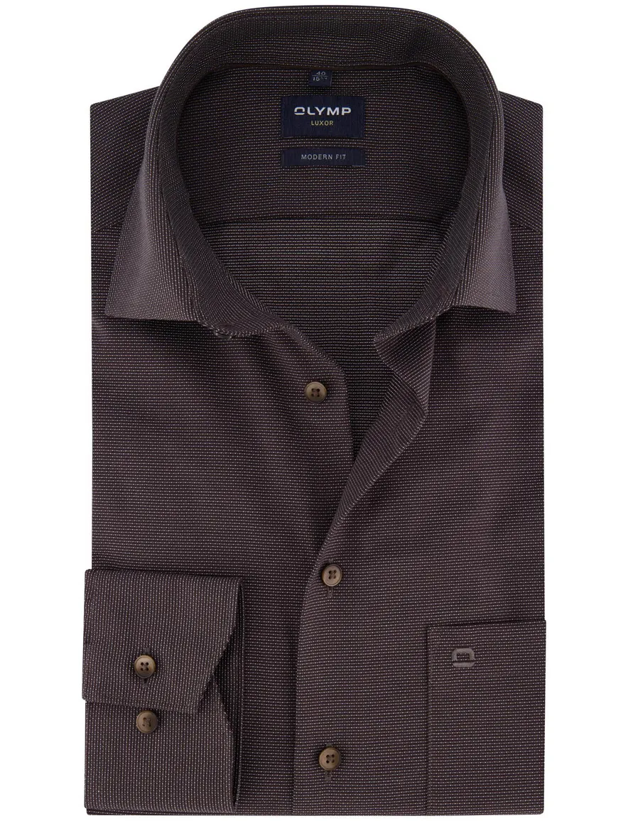 Olymp overhemd bruin modern fit