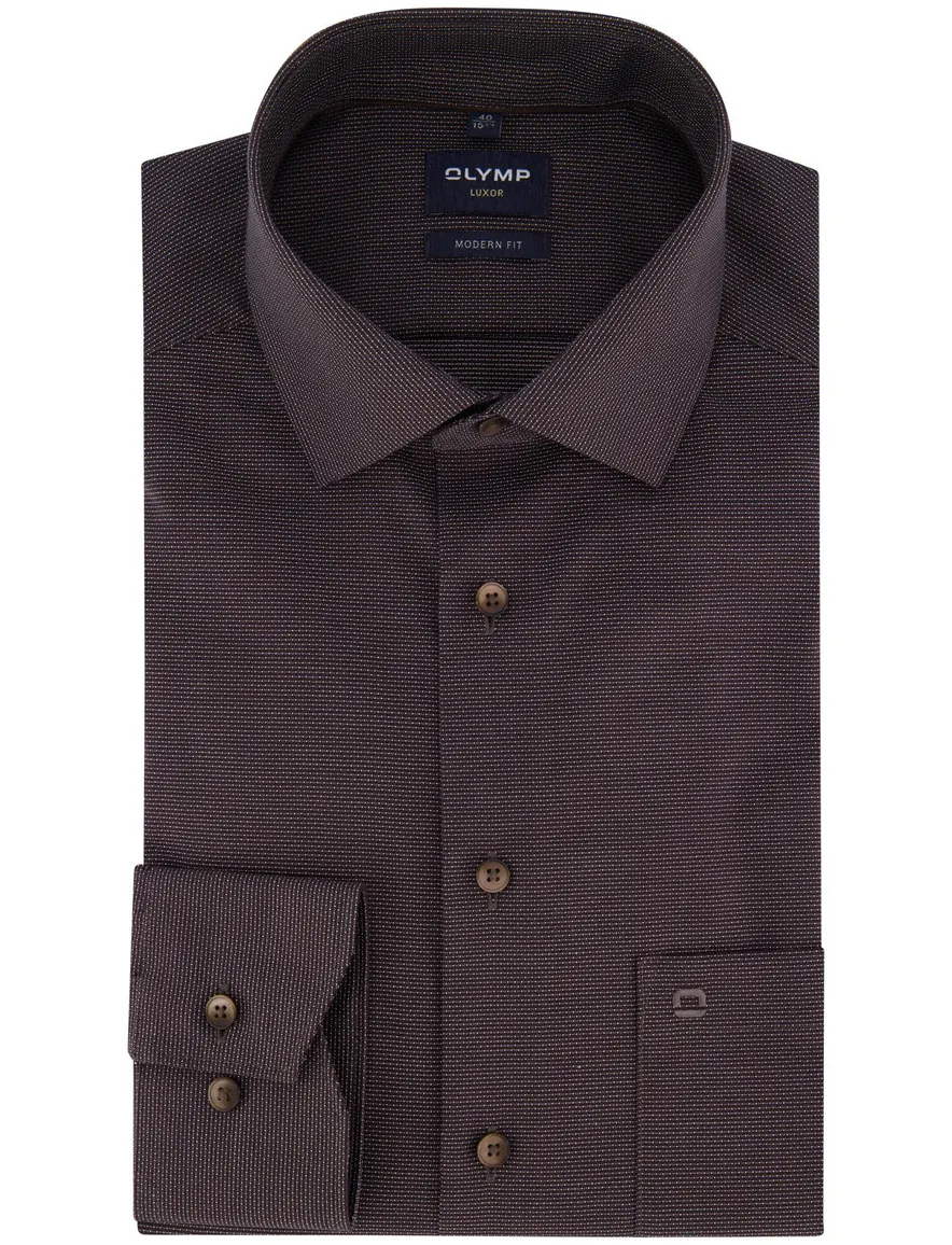 Olymp overhemd bruin modern fit