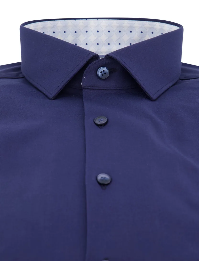 Olymp overhemd donkerblauw slim fit katoen effen