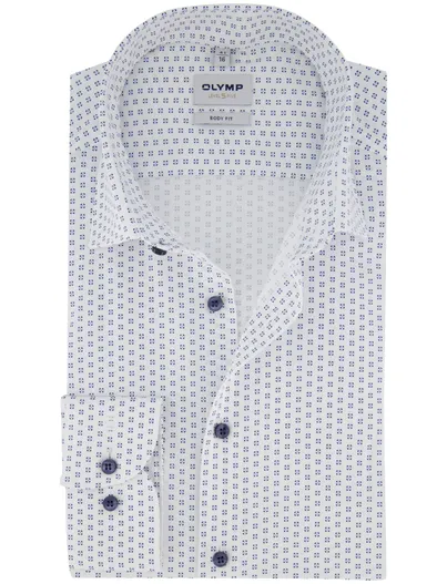 Olymp Olymp overhemd wit blauw body fit ml7 semi-wide collar