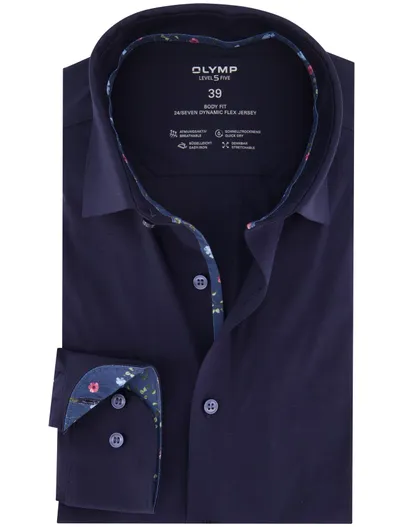 Olymp Olymp overhemd donkerblauw body fit lange mouw