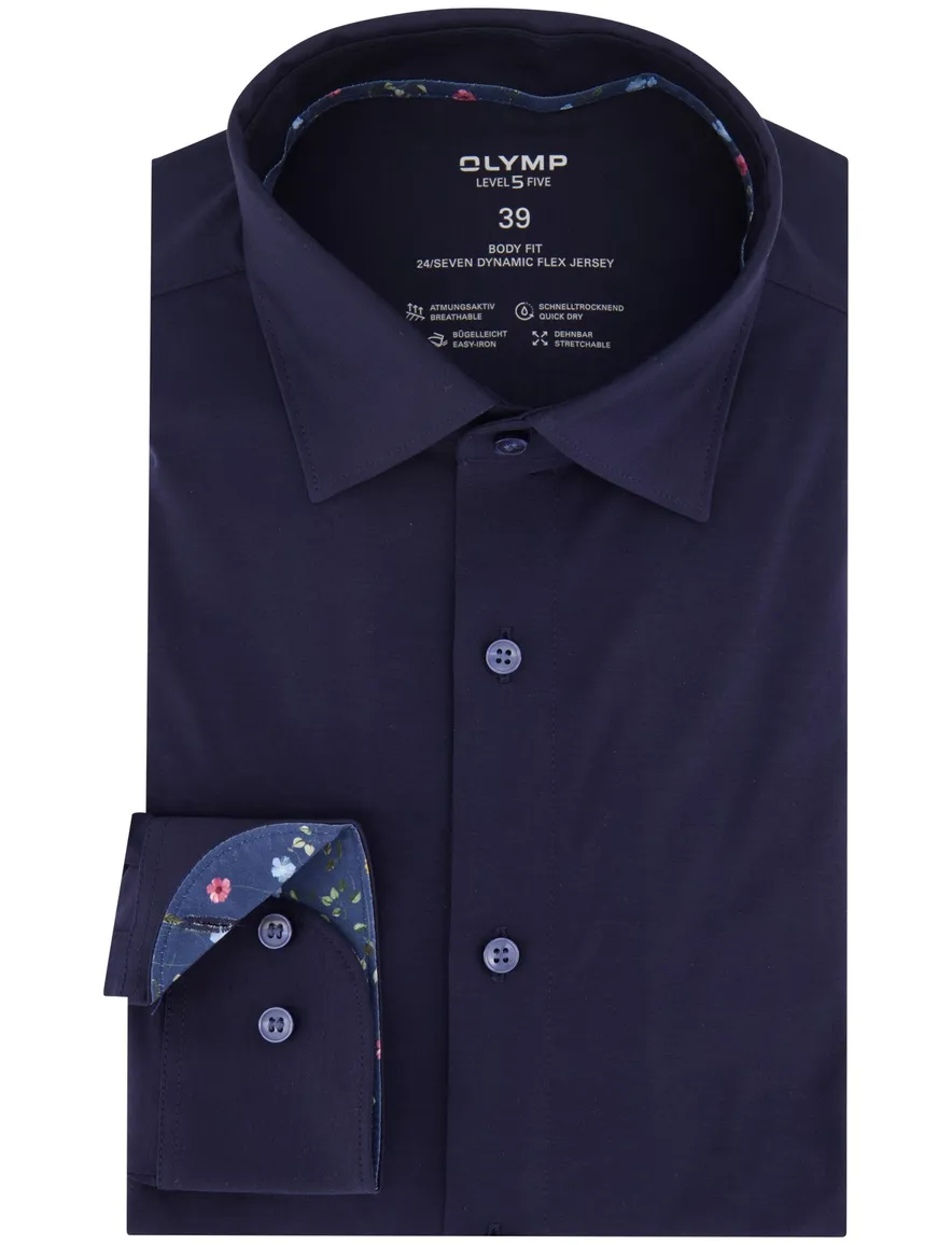 Olymp overhemd donkerblauw body fit effen