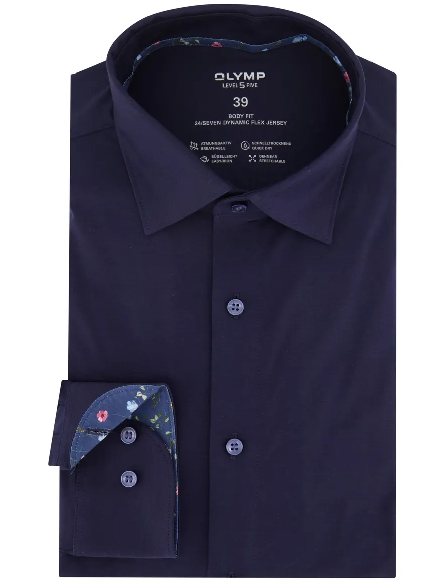 Olymp overhemd donkerblauw body fit effen