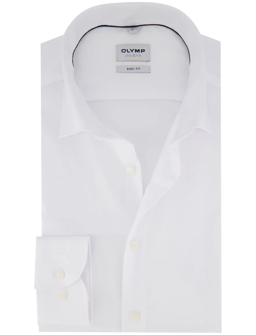 Olymp overhemd wit effen slim fit katoen