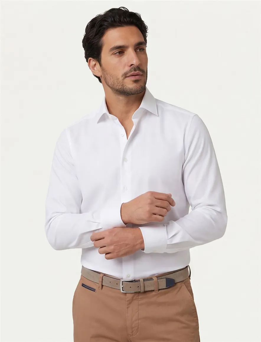 Olymp overhemd wit effen slim fit katoen