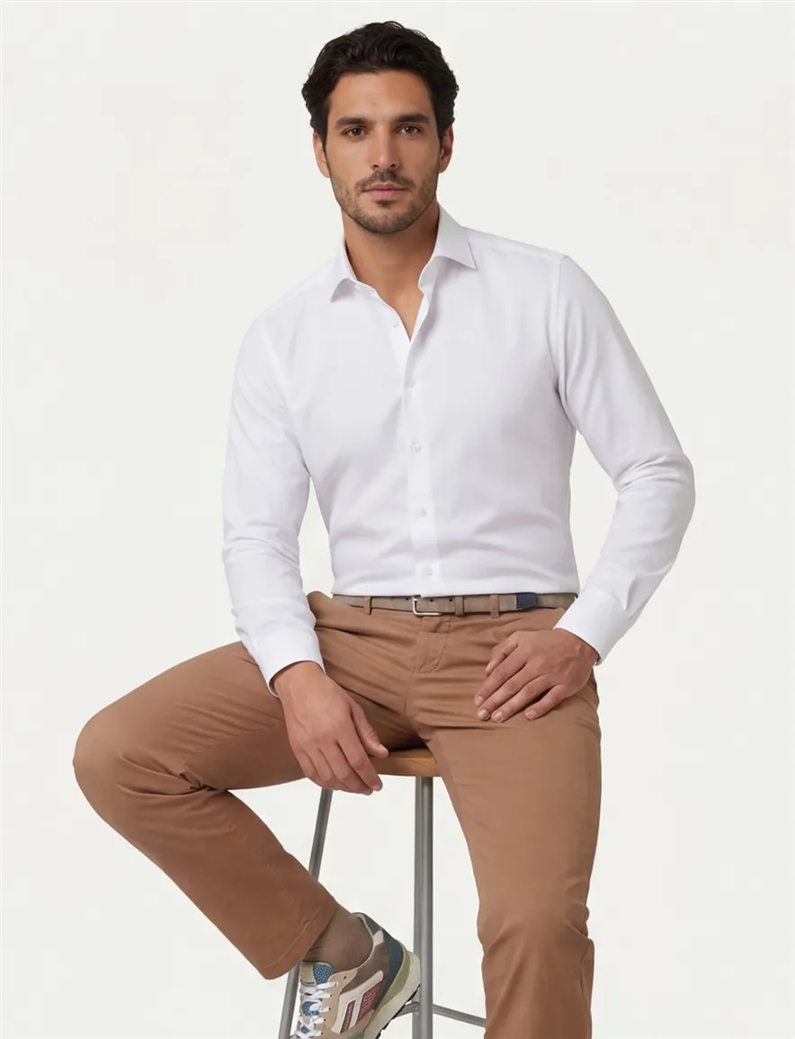 Olymp overhemd wit effen slim fit katoen