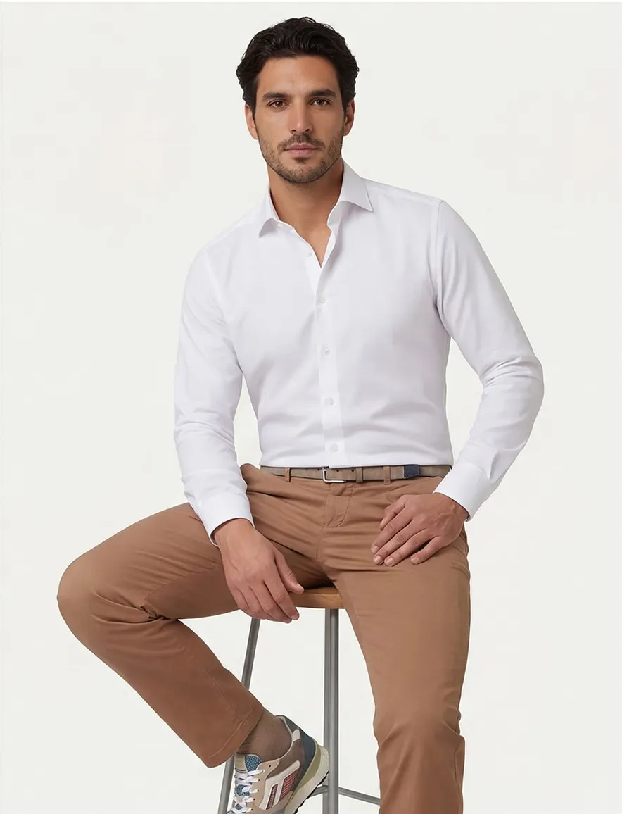 Olymp overhemd wit effen slim fit katoen