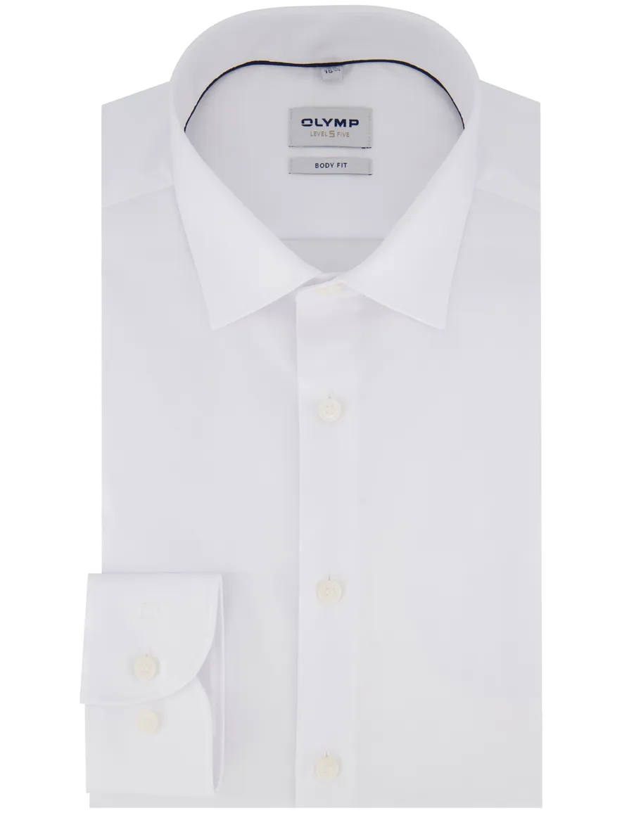 Olymp overhemd wit effen slim fit katoen