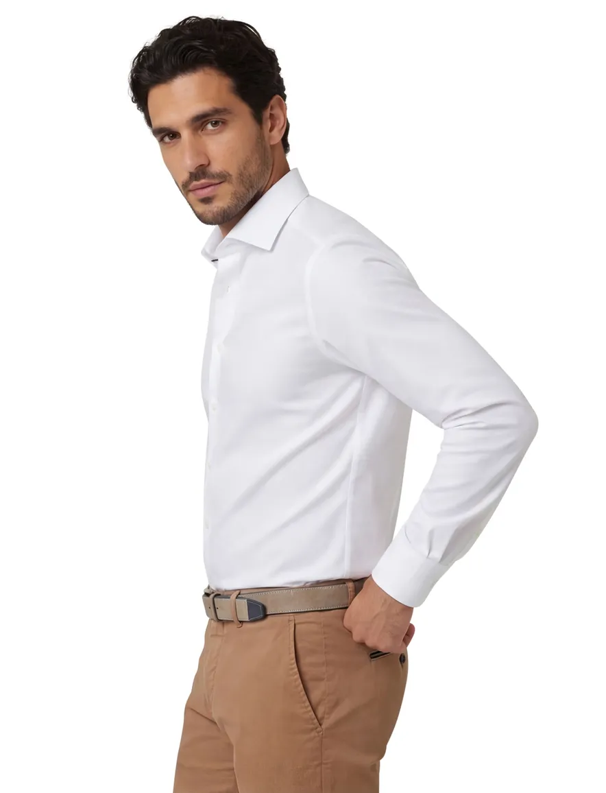 Olymp overhemd wit effen slim fit katoen