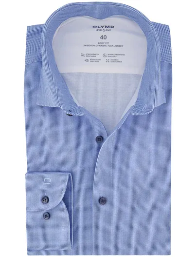 Olymp Olymp overhemd blauw body fit semi-wide collar