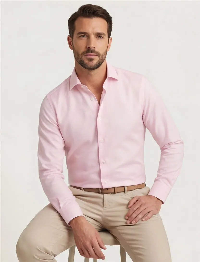 Olymp overhemd roze body fit semi-wide collar