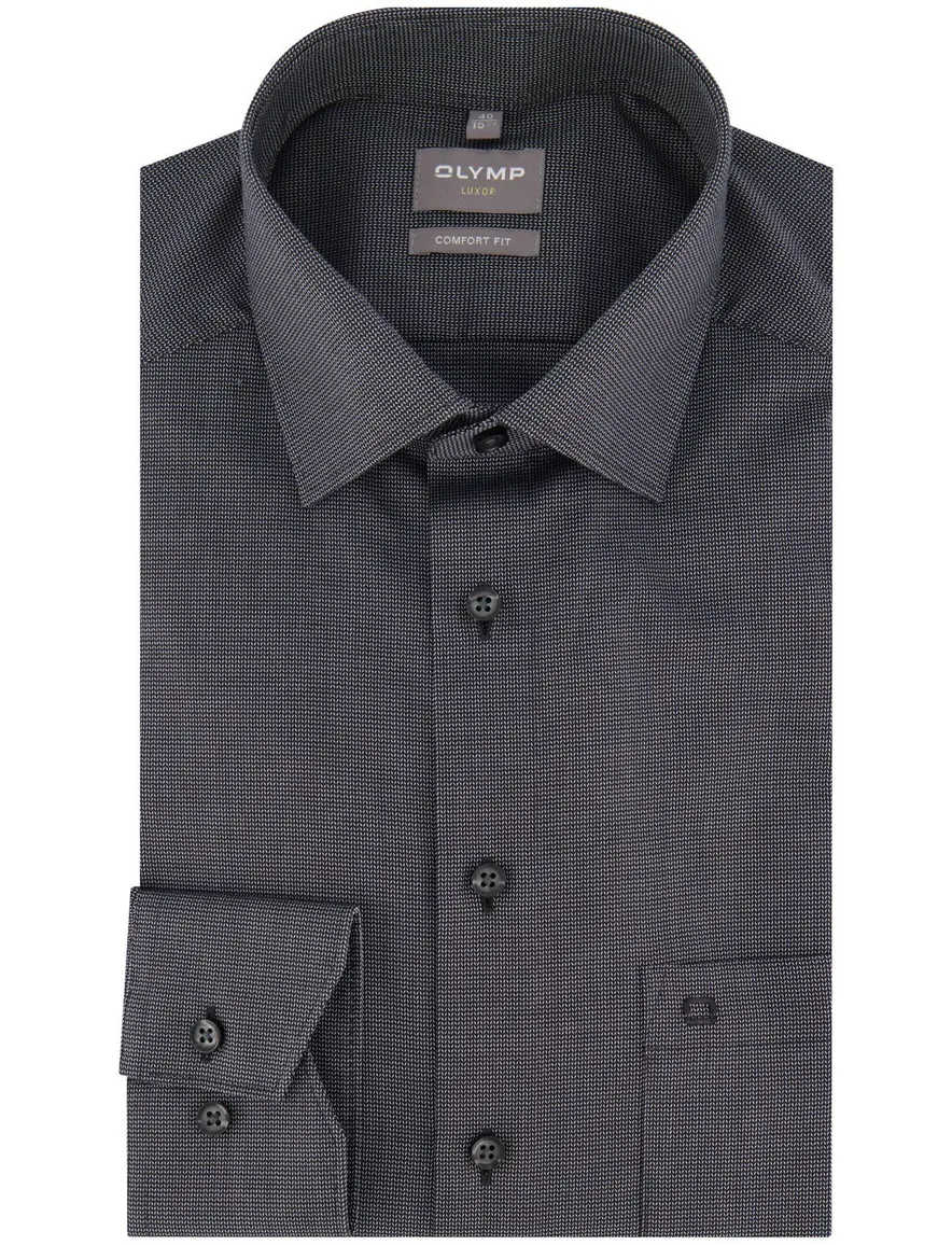Olymp comfort fit overhemd grijs patroon