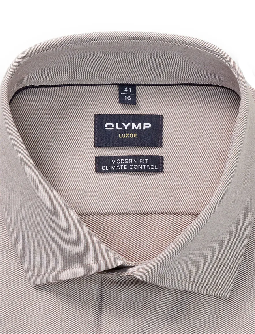 Olymp Luxor 24/7 modern fit business overhemd bruin