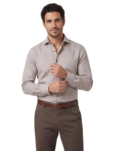 Olymp business overhemd Olymp Luxor 24/7 modern fit bruin