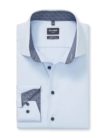 Olymp katoenen Olymp overhemd normale fit blauw effen
